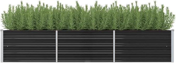 Garden Raised Bed Anthracite 94.5x31.5x17.7 Galvanized Steel Macetas para Plantas Plant Pots Outdoor Large Planter Pot Plant Pots Large for Gardening Porch Outdoor Plants