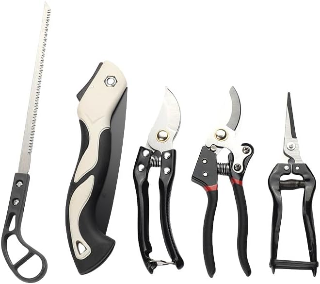 5-Piece Heavy-Duty Carbon Steel Garden Tool Set with Pruning Shears &amp Folding Saw for Gardening &amp Tree Trimming