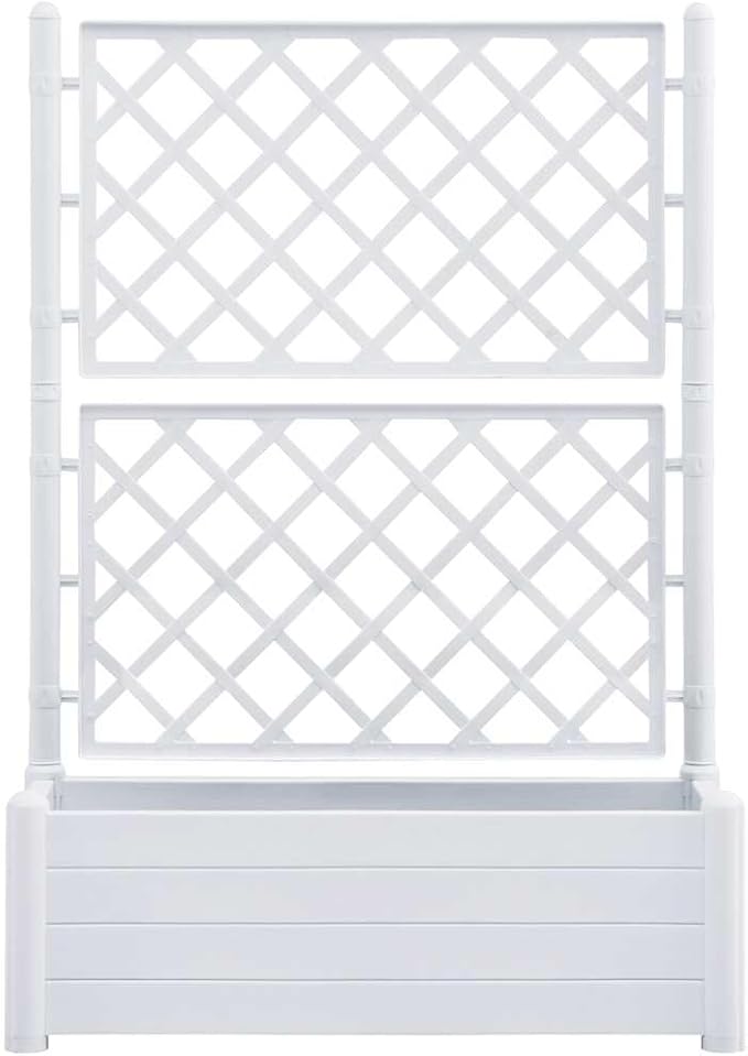 Large Garden Planter White Polypropylene UV-Resistant 39.4 x 16.9 x 55.9 in for Climbing Plants Outdoor Patio Balcony