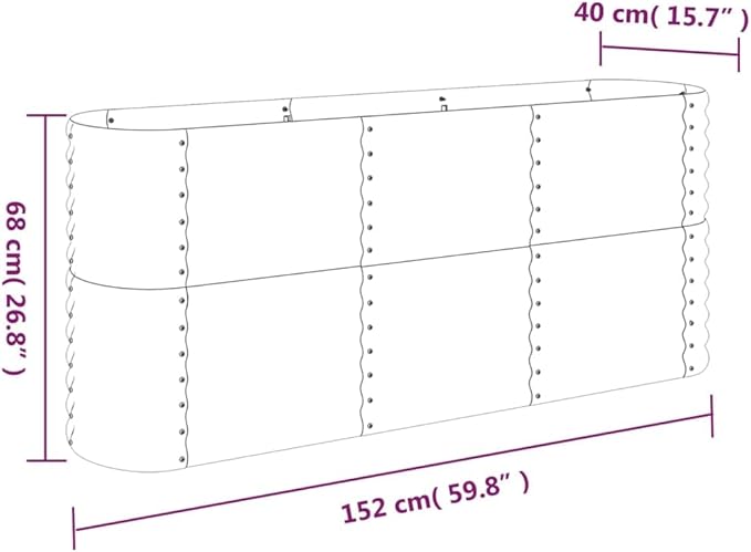 Large 59.8x59.8x26.8 in Silver Oval Raised Garden Bed Powder-Coated Steel Planter Box for Herbs Vegetables &amp Flowers Outdoor Modern Raised Planter for Patio &amp Garden Spaces