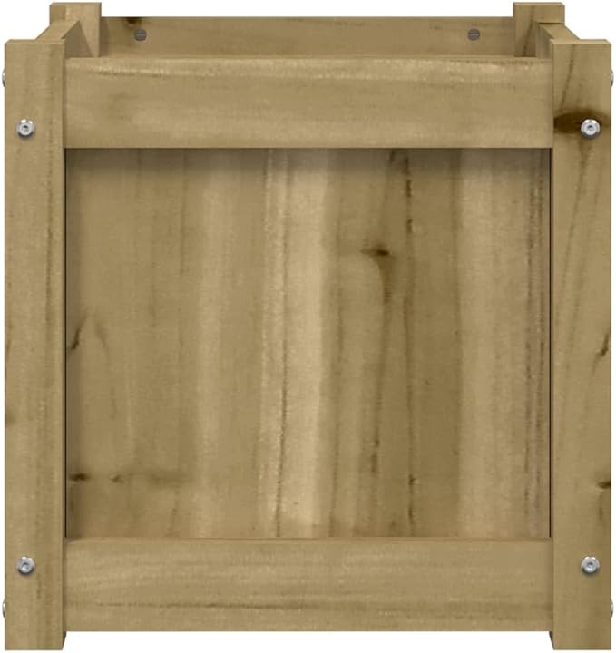 Garden Planter Set of 2 Natural Pine Solid Wood Square Outdoor Planters 15.7x15.7x15.7 in Rustic Raised Garden Bed for Patio Balcony Flowers
