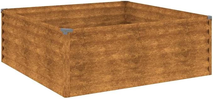 Corten Steel Raised Garden Bed 39.4 x 39.4 x 14.2 in Rustic Planter for Outdoor Flowers &amp Herbs Modern Raised Bed for Patio Balcony &amp Yard