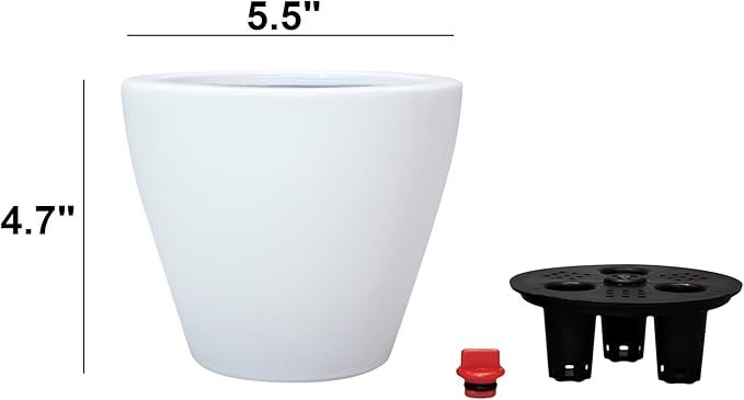 2 Pack Smart Self Watering Planter Pot for Indoor and Outdoor White Round Cone