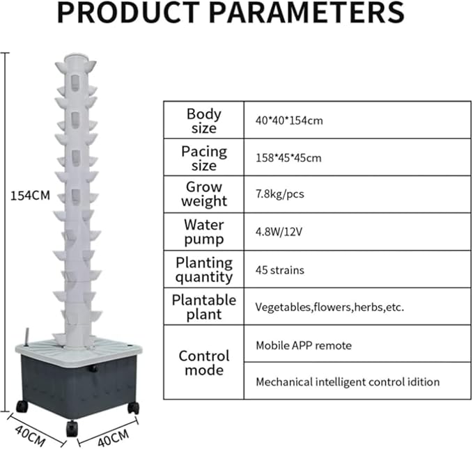 Aeroponic TowerIndoor Hydroponic Grow15 Tiers 45 Holes Aquaponics Growing Soilless Growing Garden Aeroponic Growing Kit For Fruits And Vegetables