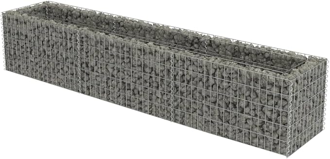 Gabion Planter Raised Bed Outdoor Garden Galvanized Steel Wire Mesh Grid Stone Wall Flower Raised Bed for Vegetables Flowers Plants 106.3 x 19.7 x19.7