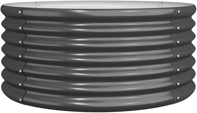 Round Garden Planter Powder-Coated Steel Round Raised Garden Bed for VegetablesOutdoor Garden Raised Planter Box Backyard Patio Planter Raised Beds 31.5x31.5x14.2 Anthracite -480