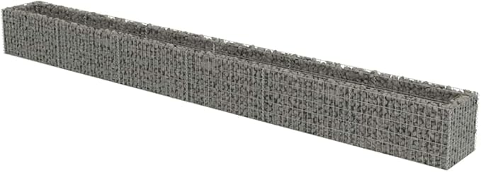 Gabion Raised Bed Silver Galvanized Steel 21.3 x 19.7 x 19.7 in Gardening Pots &amp Planters 143567