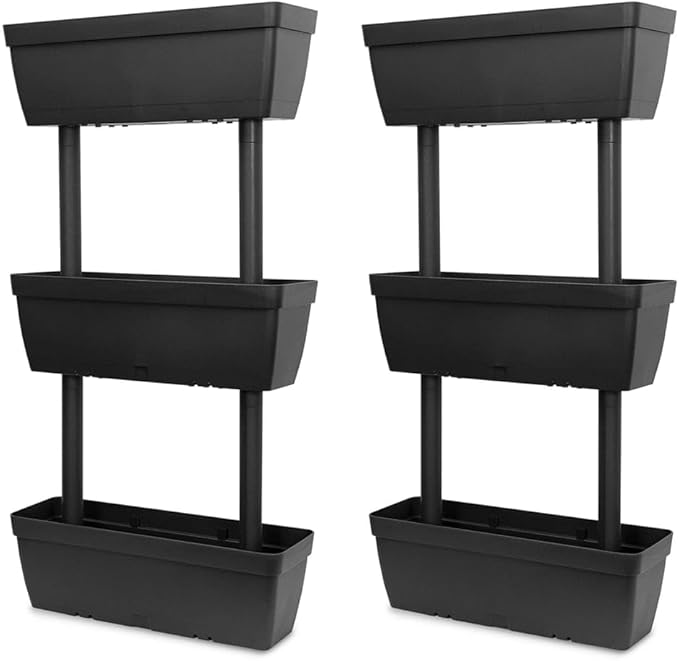 Garden Planter 6 pcs 39.4 Anthracite TPR Weatherproof UV-Proof Raised Garden Bed for Outdoor Plants Balcony &amp Terrace Gardening Expandable Design