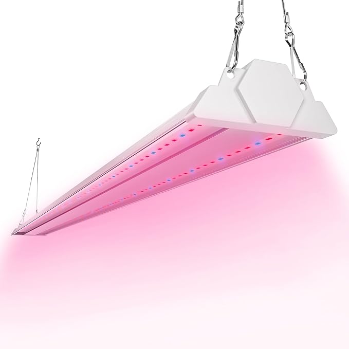 FREELICHT 1 Pack 4ft LED Grow Light 60W (350W Equivalent) Red Blue (660nm+460nm) Full Spectrum Grow Lights for Indoor Plants Hanging Plug in Grow Lamp for Hydroponic Greenhouse Plants Seedling Veg