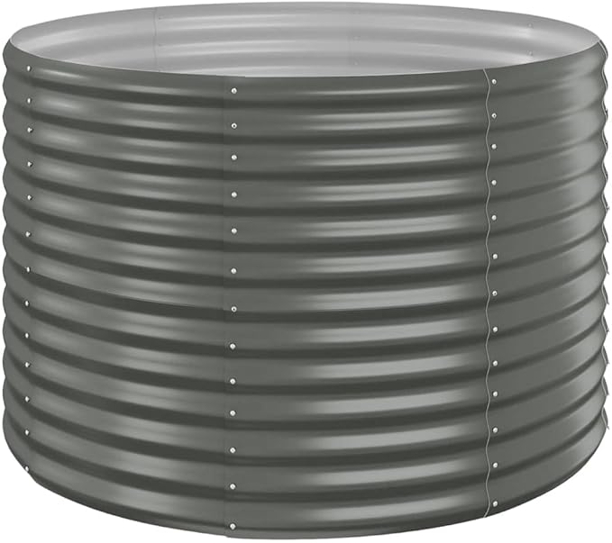 Steel Planter Garden Boxes Outdoor Garden Raised Bed Powder-Coated Steel Metal Raised Bed for Gardening Vegetables Fruits and Flowers 39.4x39.4x26.8