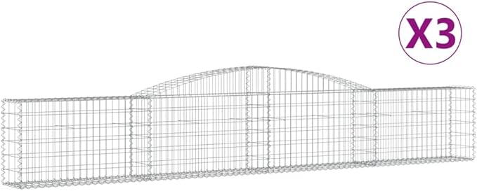 3-Pack Galvanized Iron Gabion Basket Set 157.5 Square Planters Raised Garden Bed Outdoor Stone Retaining Wall for Patio Landscape Silver