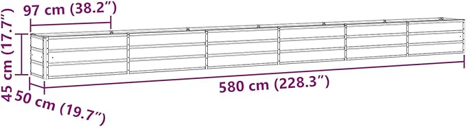 Outdoor Metal Raised Garden Bed Steel Planter Box for Gardening Vegetables Fruits Flowers Easy Assembly 228.35 x 19.69 x 17.72 in Anthracite-836
