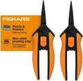 Fiskars 6 Pruning Scissors (2-Pack) for Flowers Buds Weeds and Small Plants Garden Snips with Resin Resistant Nonstick Stainless Steel Blades Gardening Trimmers with Comfortable Handle
