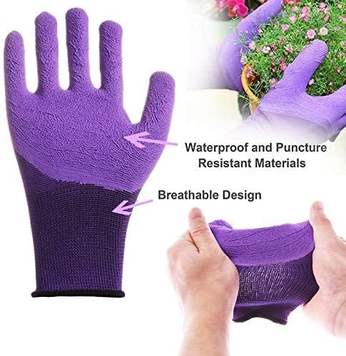Garden Tools Set 11 Pieces Gardening Gifts with Purple Floral Print Ergonomic Handle Trowel Rake Shovels Pruner Shears Sprayer Gloves Garden Hand Tools with Carrying Case