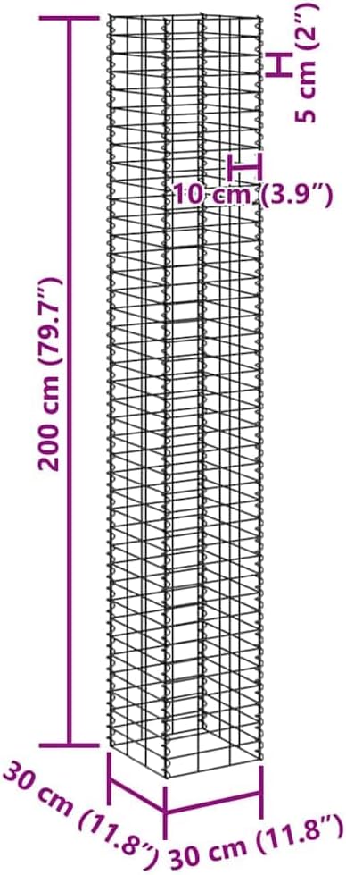 YAFF Metal Gabion Raised Bed Rectangular Rustic Silver Iron 78.7 Inch Long Garden Planter for Outdoor Use