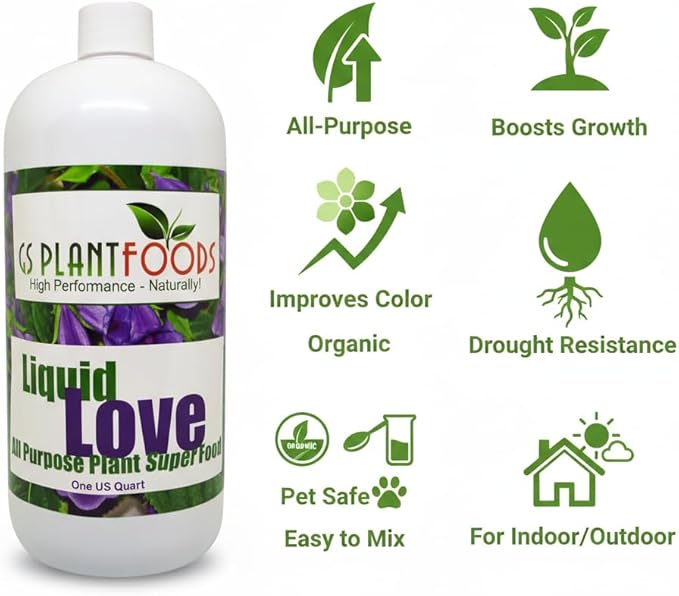 Liquid Love - All Purpose Liquid Fertilizer by GS Plant Foods (32 oz) - Natural Fertilizer for Vegetables Herb Gardens House Plants Fruit Trees Lawns &amp Shrubs