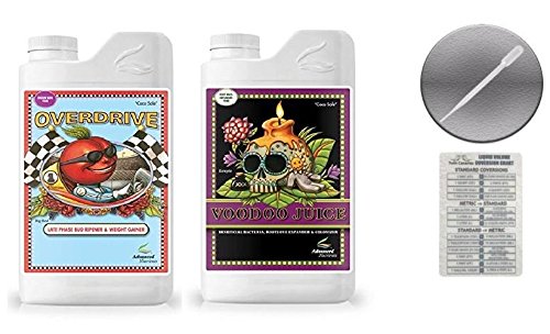 Advanced Nutrients Voodoo Juice and Overdrive 4 Liter Bundle with Conversion Chart and 3ml Pipette
