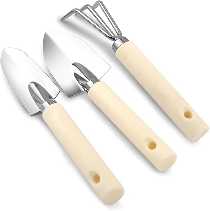 Garden ShovelGarden Trowel 3pcs Mini Garden Shovel Rake Spade Bonsai Tools Set Wooden Handle for Flowers Potted Plant Garden Tools (Color : 3)