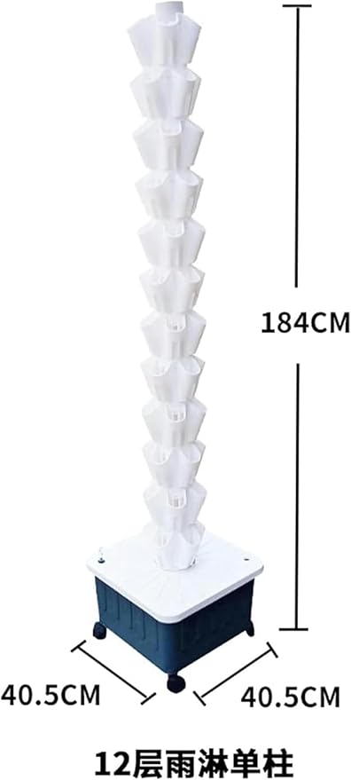 Hydroponics Growing System 8 Layer Garden Hydroponic Growing System Vertical Tower Vertical Planting Tower for Hydroponics in Rain for Fruits Vegetables White