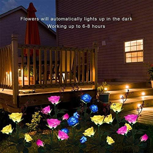 Plant Growing Lamps Solar Flower Light Rose Flower Lamp Led Solar Light for Garden Decoration Waterproof Outdoor Landscape Lawn Lamp for Patio Yard(4)