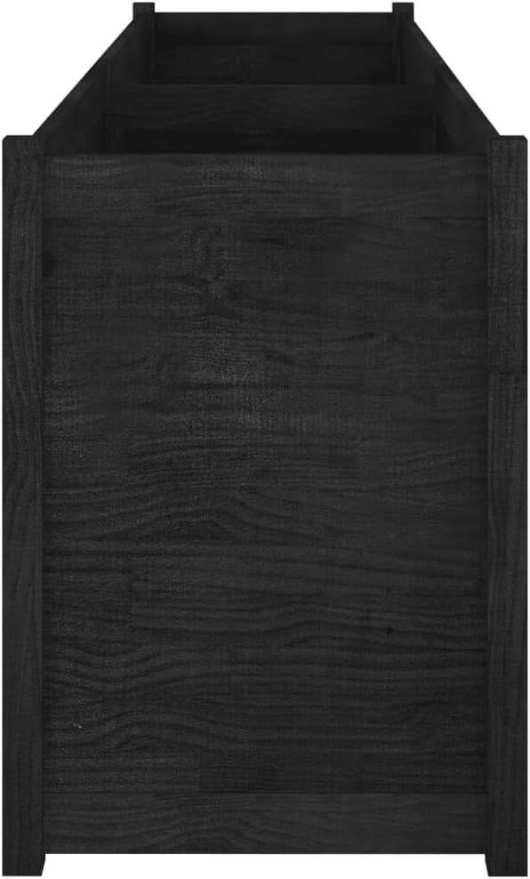 Solid Wood Pine Garden Planter - 78.7x19.7x27.6 Black Raised Bed for Fencing Walls Landscape and Retaining Garden