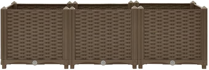 vidaXL Rectangular Raised Bed - Sturdy Outdoor Planter for Garden Patio and Balcony Durable Polypropylene Material Easy to Assemble - Brown 47.2x15.7x15