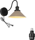 Hook Mounted Plant Light Full Spectrum 4500K 10W Adjusted Light Beam Range 15°-60° Vintage Khaki Cone Shade Goose Neck Wall Lamp for Indoor Plants Flowers Growing