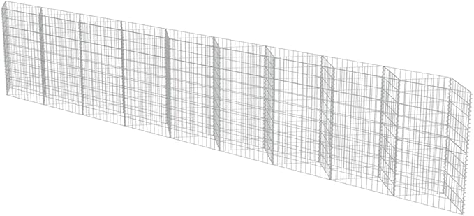 Galvanized Steel Gabion Planter Raised Bed Outdoor Garden Galvanized Steel Wire Mesh Grid Stone Wall Flower Raised Bed for Vegetables Flowers Plants 248x11.8x39.4