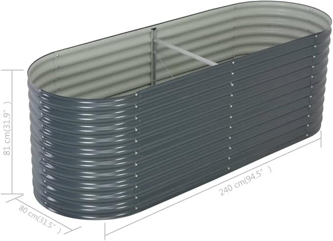 Garden Raised Bed PlanterGarden BedGalvanized Raised Garden BedPlanter Raised bedsGalvanized Planter94.5x31.5x31.9 Galvanized Steel Gray