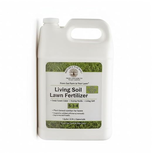 Liquid Lawn Fertilizer for Yellow &amp Heat-Stressed Grass – 5-3-4 Living Soil Lawn Food with Humic &amp Kelp – Lawn Recovery &amp Root Growth Fertilizer – Nature’s Way Soil – 1 Gallon