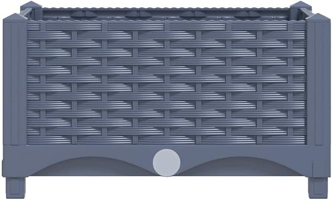 Raised Garden Bed Blue Gray Polypropylene (PP) Planter Box 15.7x15.7x9.1 inch Modern Square Outdoor Planters for Outdoor Plants Durable Weather Resistant Gardening