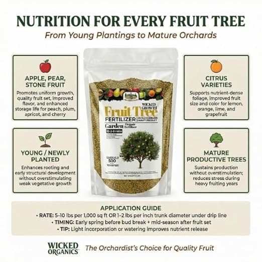 Old Cobblers Farm™ Organic Fruit Tree Fertilizer 10-2-8 – Slow-Release Plant Food for All Fruit Trees – Boosts Root Strength Fruit Yield and Soil Health – Natural Garden Formula (10 lbs)