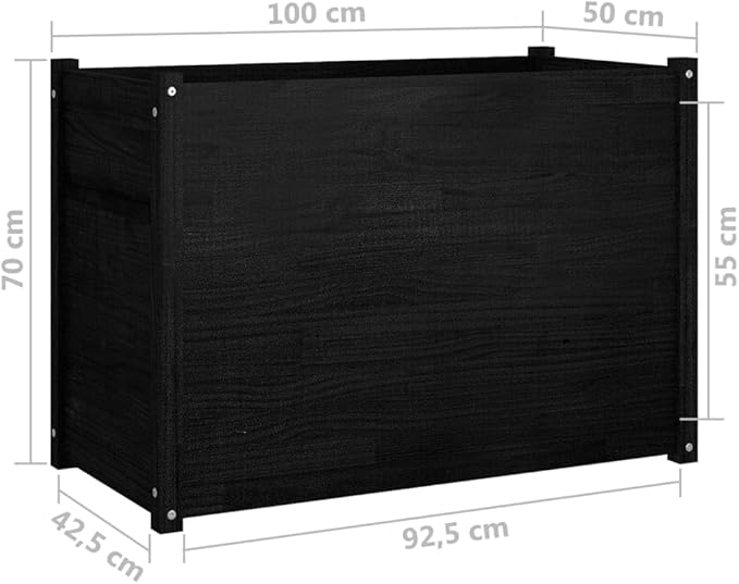 Raised Garden Bed Garden Planter Box Planter Raised Bed Wood Planter Box Grow Vegetable Flower Herb Gardening Black 39.4x19.7x27.6 Solid Wood Pine