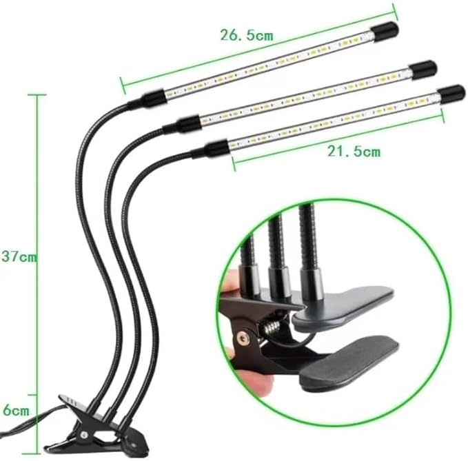 Avocado3head Plant Lights for Indoor Growing Grow Light for Indoor Plants Full Spectrum Growing Lamps with Clip Auto ON &amp Off Timer 3/9/12H 3 Switch Modes 10-Level Dimmable Brightness