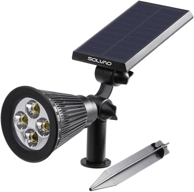 SOLVAO Solar Spot Light for Outdoor | Ultra Bright Wireless IP65 Waterproof | Auto On/Off Adjustable 270° | for Driveway Landscape Fence Yard Palm Tree | Keep All Year Long | Warm White