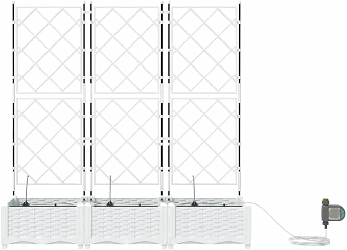 Garden White Raised Garden Bed 120 x 40 x 126 cm Steel Planter Box for Outdoor Plants UV Resistant Ample Storage Modern Style Gardening
