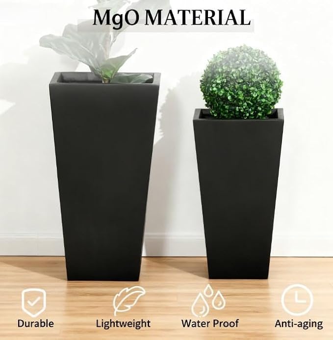 Tall Plant Pot2 Pack Outdoor Planter SetFlower Pots with Drainage Holesfor PorchEntrywayPatioYardGarden