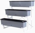 3-Tier Raised Garden Bed Planter Kit Indoor Outdoor Vertical Planter Set Rectangular Self Watering Flower Plant Pots for Gardening Enthusiasts(Gray)