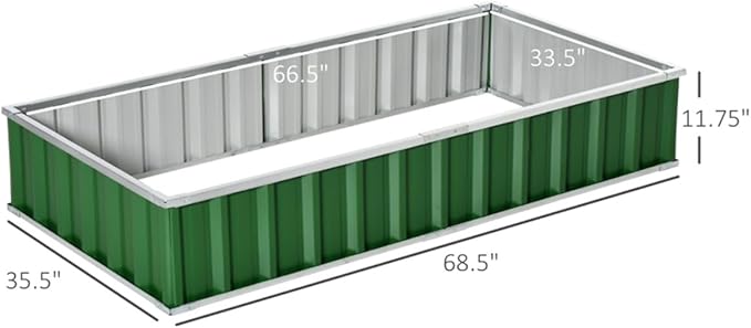 Garden BedEasy to Assemblefor VegetablesFruitsHerbs Flowers Metal Raised Garden(68.5 L x 35.5 W x 11.75 H). (Green)