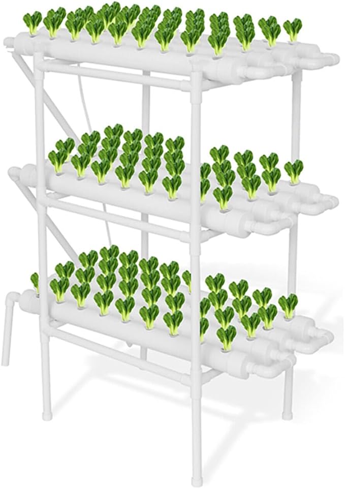 Hydroponics Growing System KitBalcony-Type Hydroponic Vegetable Growing MachinePVC Plant Sites with 108 Plant SitesGardening System Grow Kit with Water Pump Timerfor VegetablesFruitsHerbC