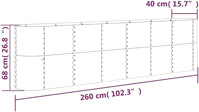 vidaXL Anthracite Garden Raised Bed - Powder-Coated Steel - &amp - Sturdy with Ample Space - Oval Shaped Planter for Outdoor Use - 102.4x15.7x26.8