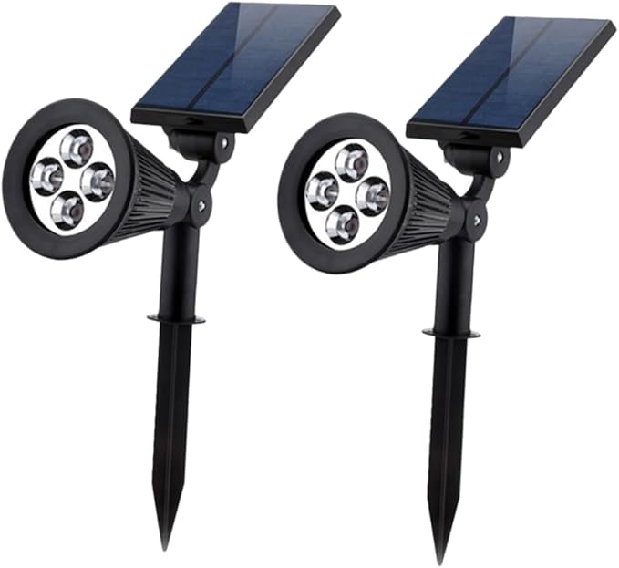 2pcs RGB Solar Spotlights with Led Lights for Outdoor Gardens Patios and Pathways Automatic Dusk to Dawn Operation Durable Ground