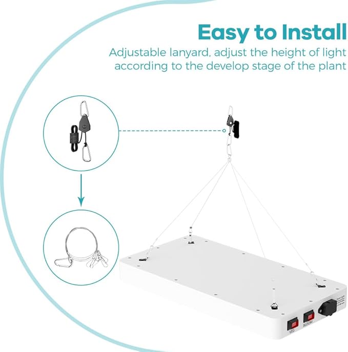 2PCS 800W LED Plants Grow Light with 312 Energy-Saving Lamp Beads Veg/Bloom Dual Modes 100-277V Universal Voltage US Plug Ideal for Seed GerminationHydroponicsVegetable/Flower Indoor Planting
