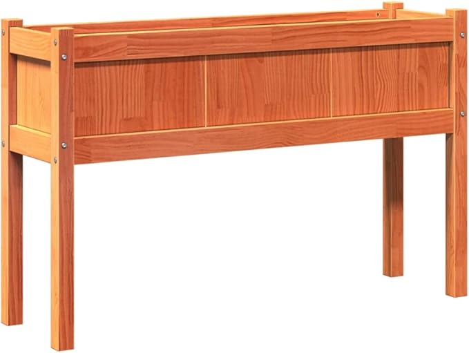 2pcs Wooden Garden Planter Box Stand with Legs Wooden Raised Garden Bed with Legs for for Backyard Patio Balcony Wax Brown Solid Wood Pine-329