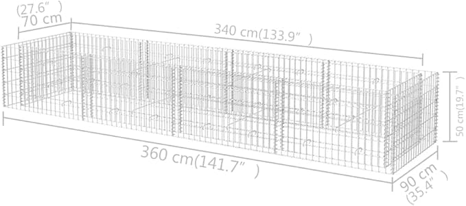 Gabion Raised Bed Steel 141.7x35.4x19.7