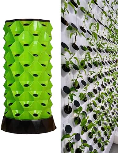 Aeroponic Garden Tower - Hydroponic Growing System for Vegetables Herbs and Strawberries - 48 Holes for Indoor and Outdoor Use