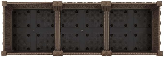 vidaXL Brown Rectangular Raised Bed - 47.2x15.7x28 Polypropylene Outdoor Planter with Shelves for Plants Vegetables Herbs and Flowers