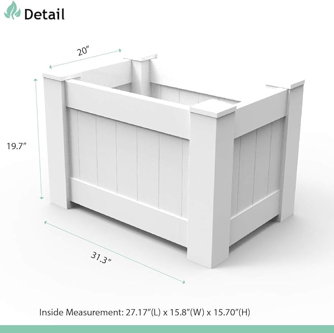 SunnyRoyal31 X 20 X 20 Garden Box Kit Vinyl Planter Raised Box Raised Bed Plastic Gardening Storage for Indoor/Outdoor Growing Vegetable 4Packs