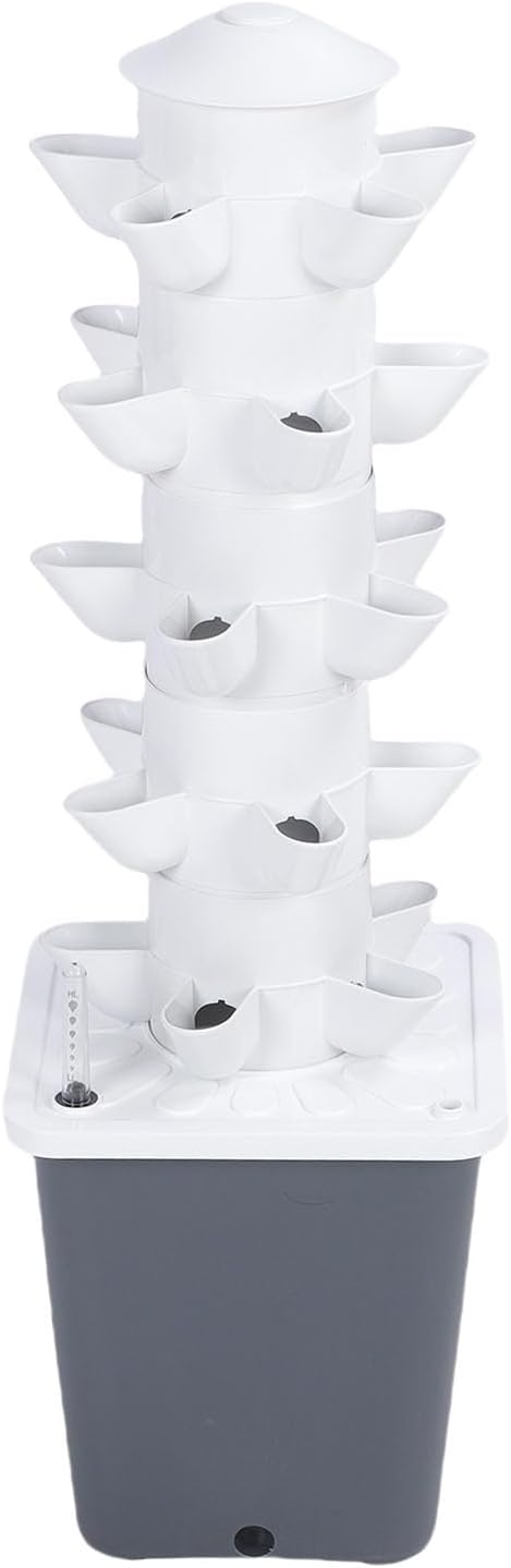 Hydroponic Growing System Tower Indoor Vertical Garden 25 Holes Mini Column for Home School Engineering ABS Material 10L Water Container