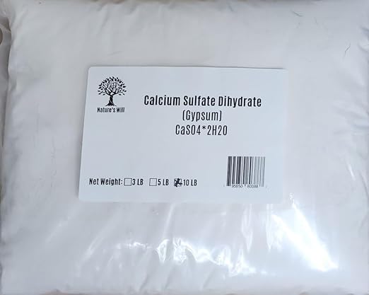 Nature's Will Organic Gypsum Powder - Calcium Sulfate Dihydrate CaSO4.2H2O (10 Pounds)